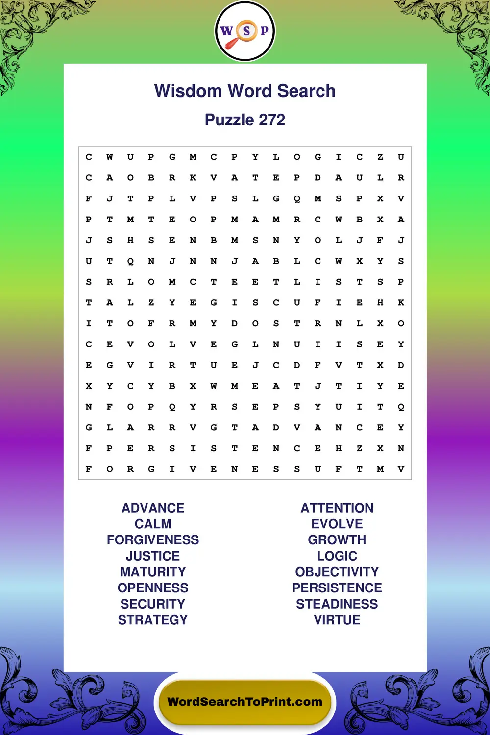 Wisdom Word Search Puzzle 272