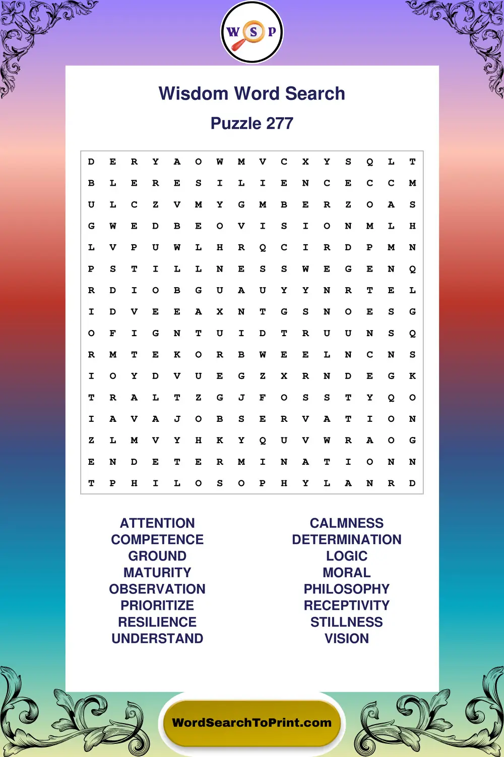 Wisdom Word Search Puzzle 277