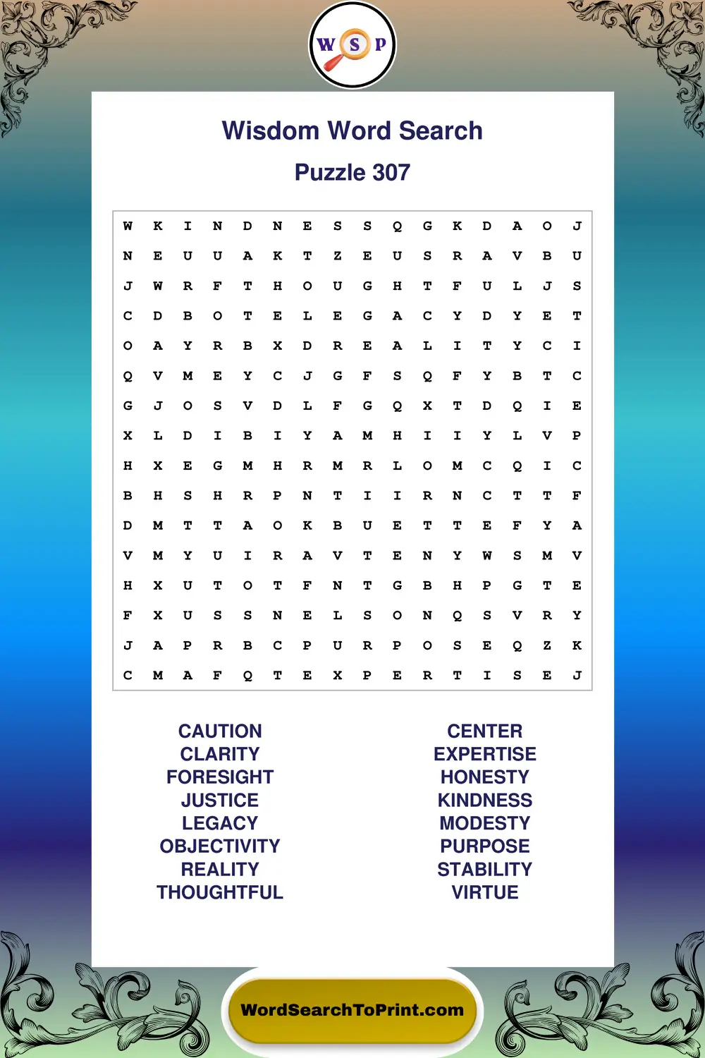 Wisdom Word Search Puzzle 307