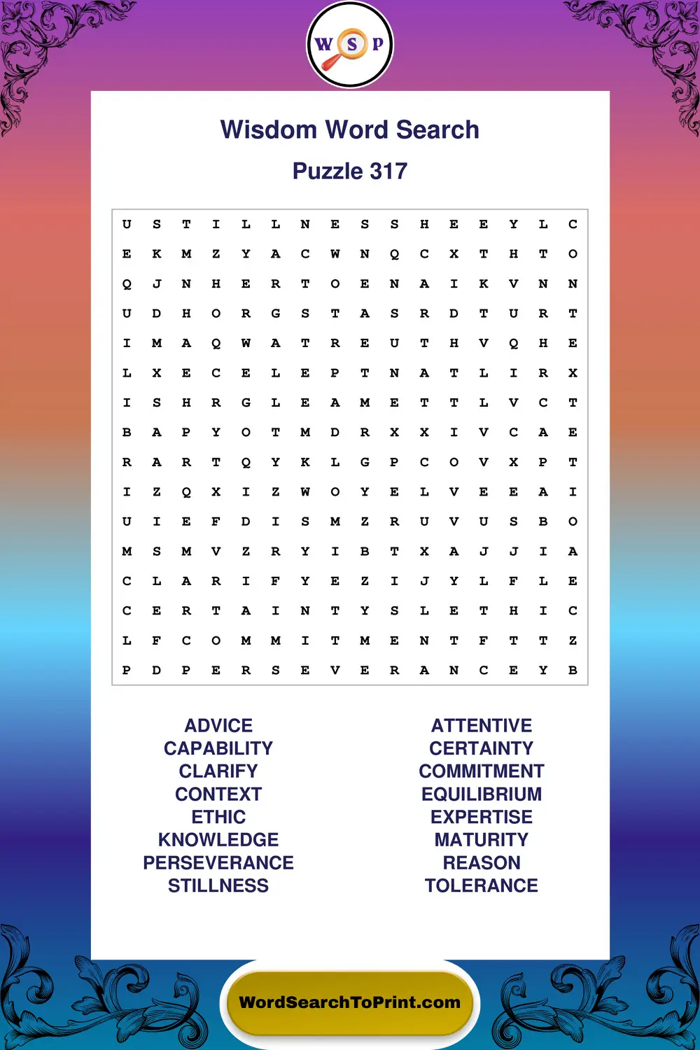 Wisdom Word Search Puzzle 317