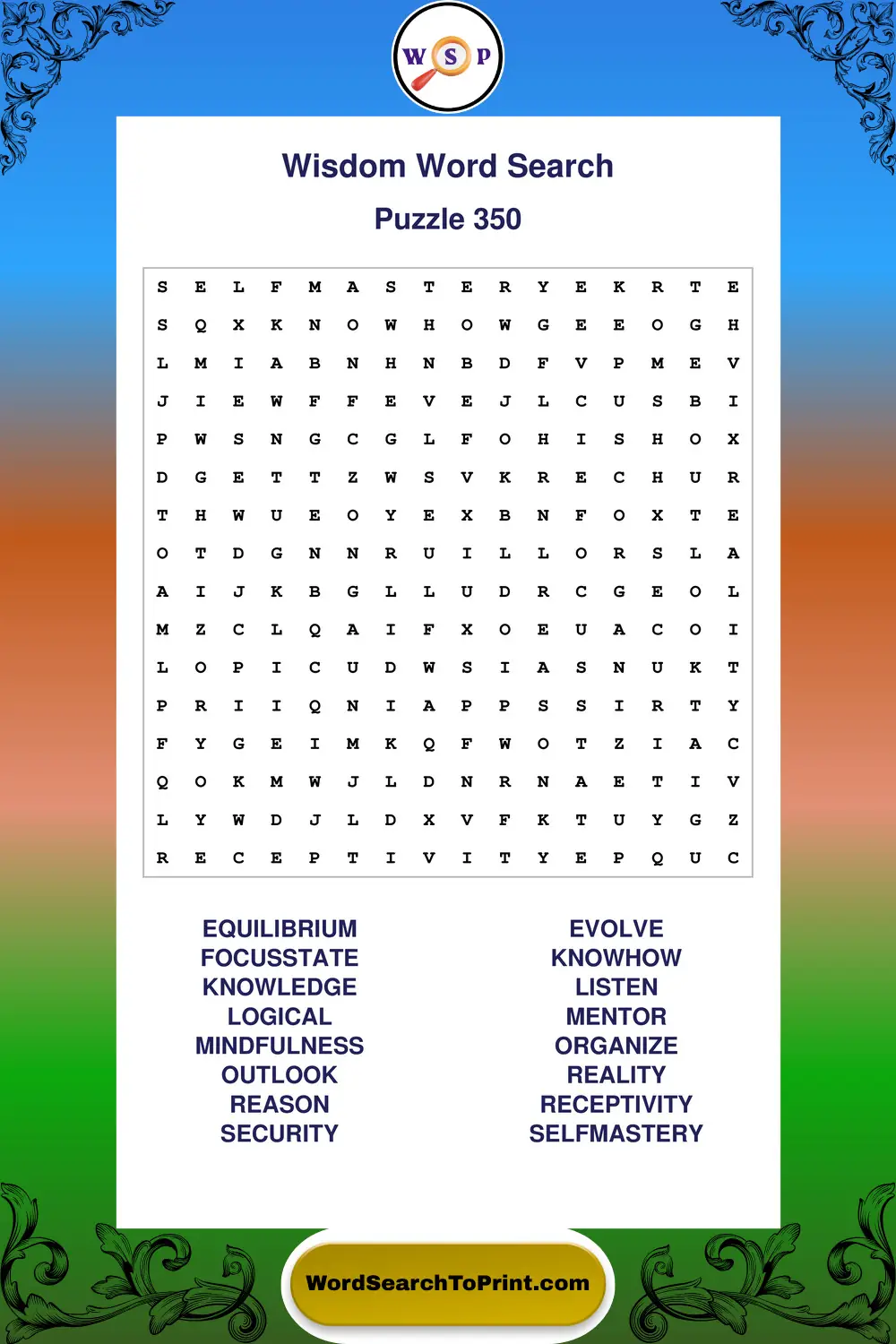 Wisdom Word Search Puzzle 350