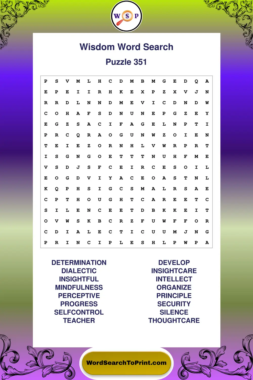Wisdom Word Search Puzzle 351