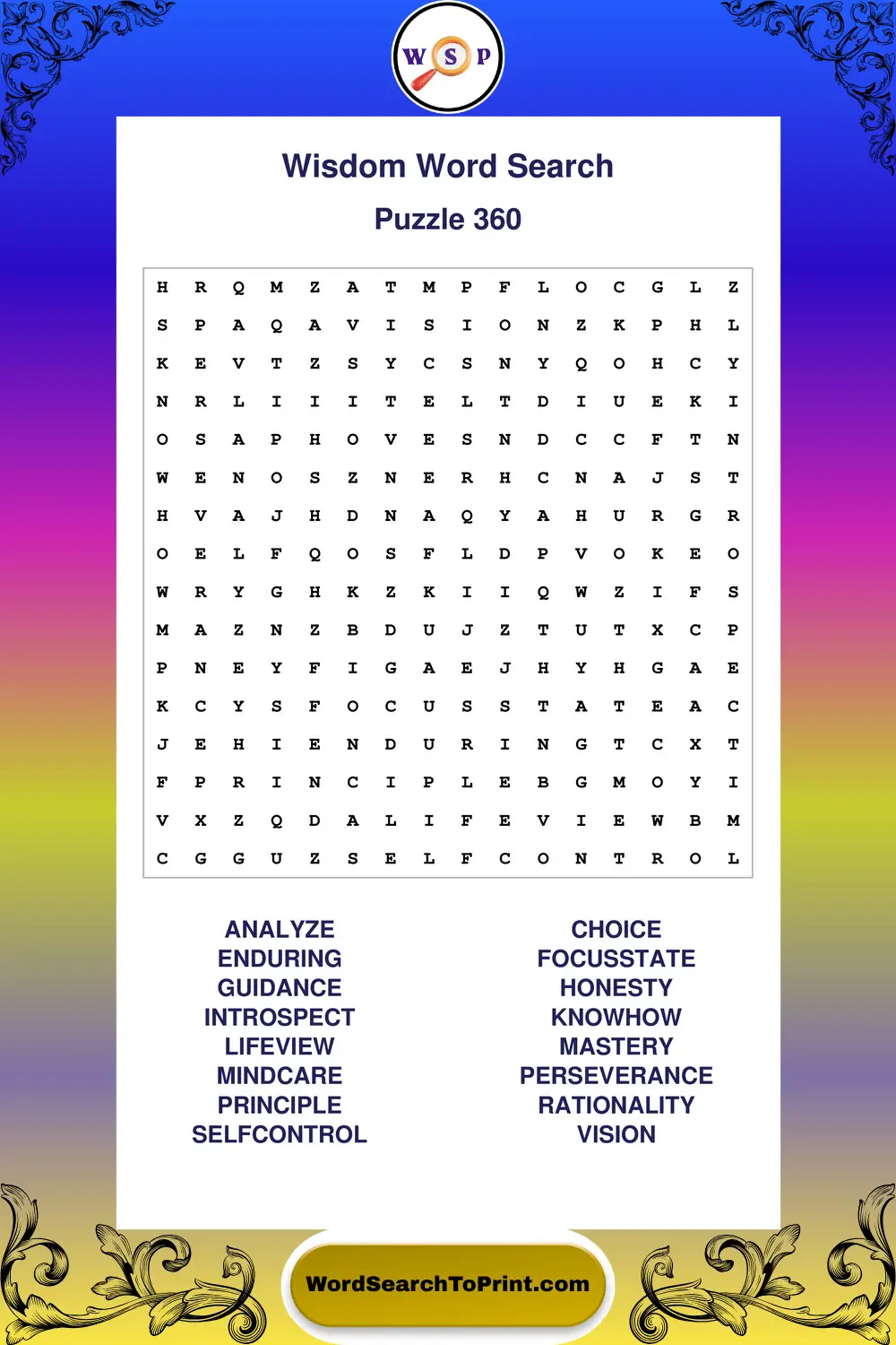 Wisdom Word Search Puzzle 360