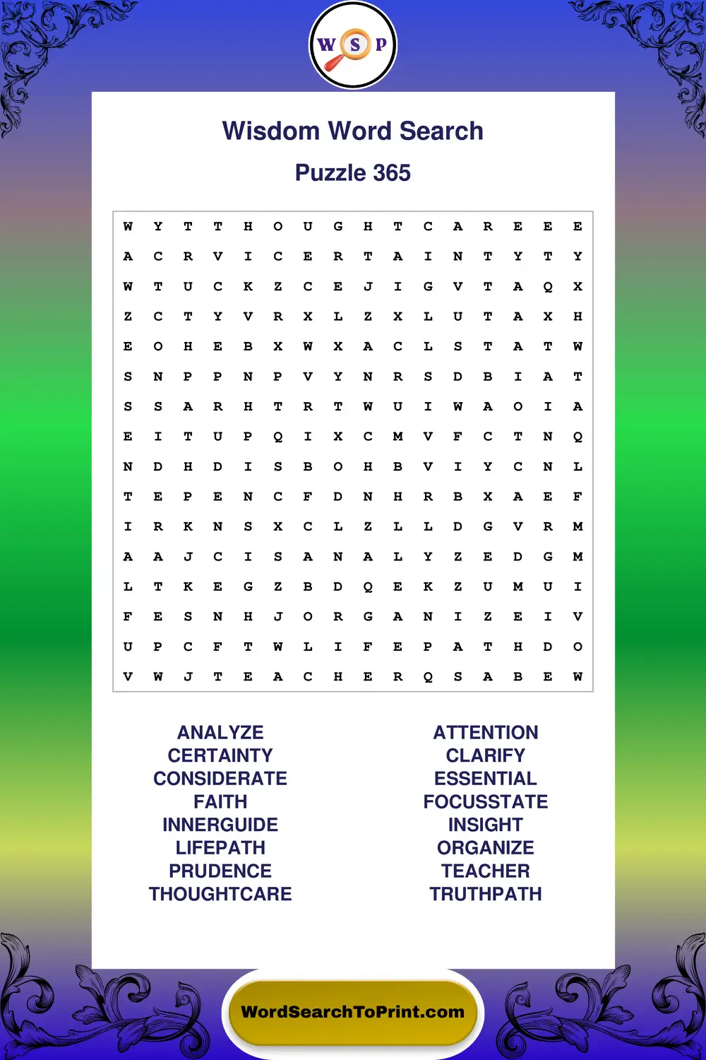 Wisdom Word Search Puzzle 365