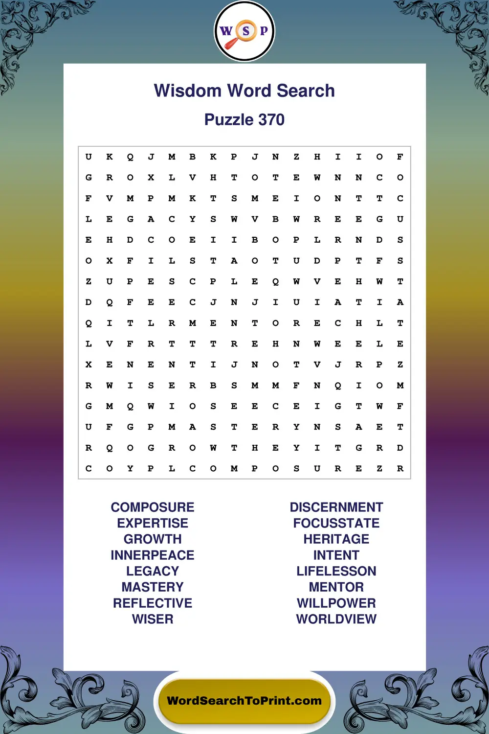 Wisdom Word Search Puzzle 370