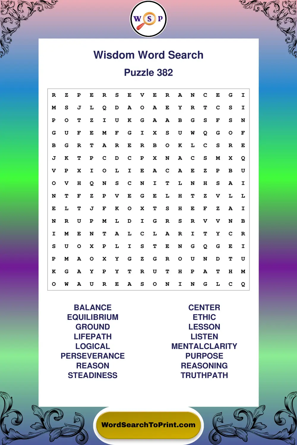 Wisdom Word Search Puzzle 382