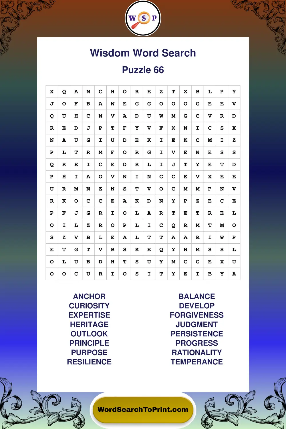 Wisdom Word Search Puzzle 66