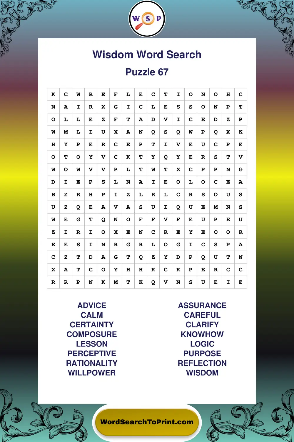 Wisdom Word Search Puzzle 67