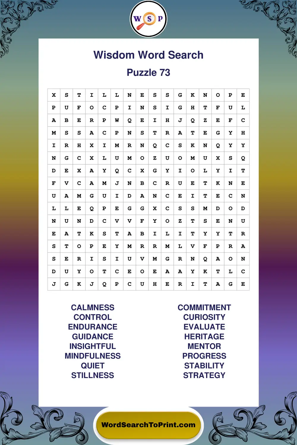 Wisdom Word Search Puzzle 73