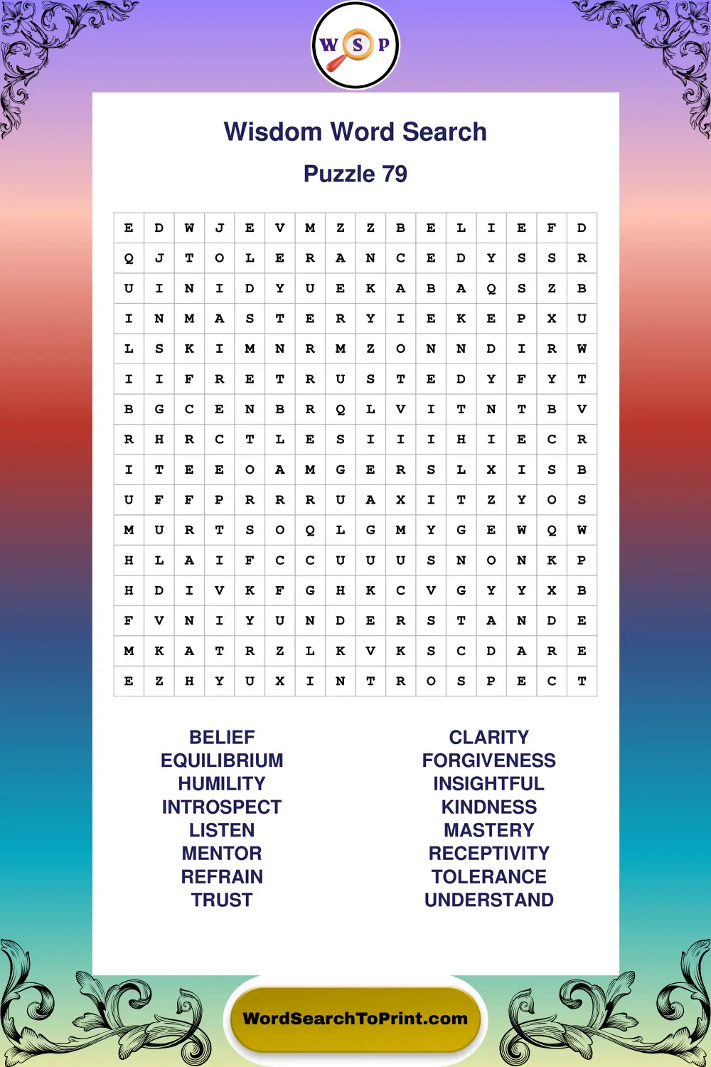 Wisdom Word Search Puzzle 79
