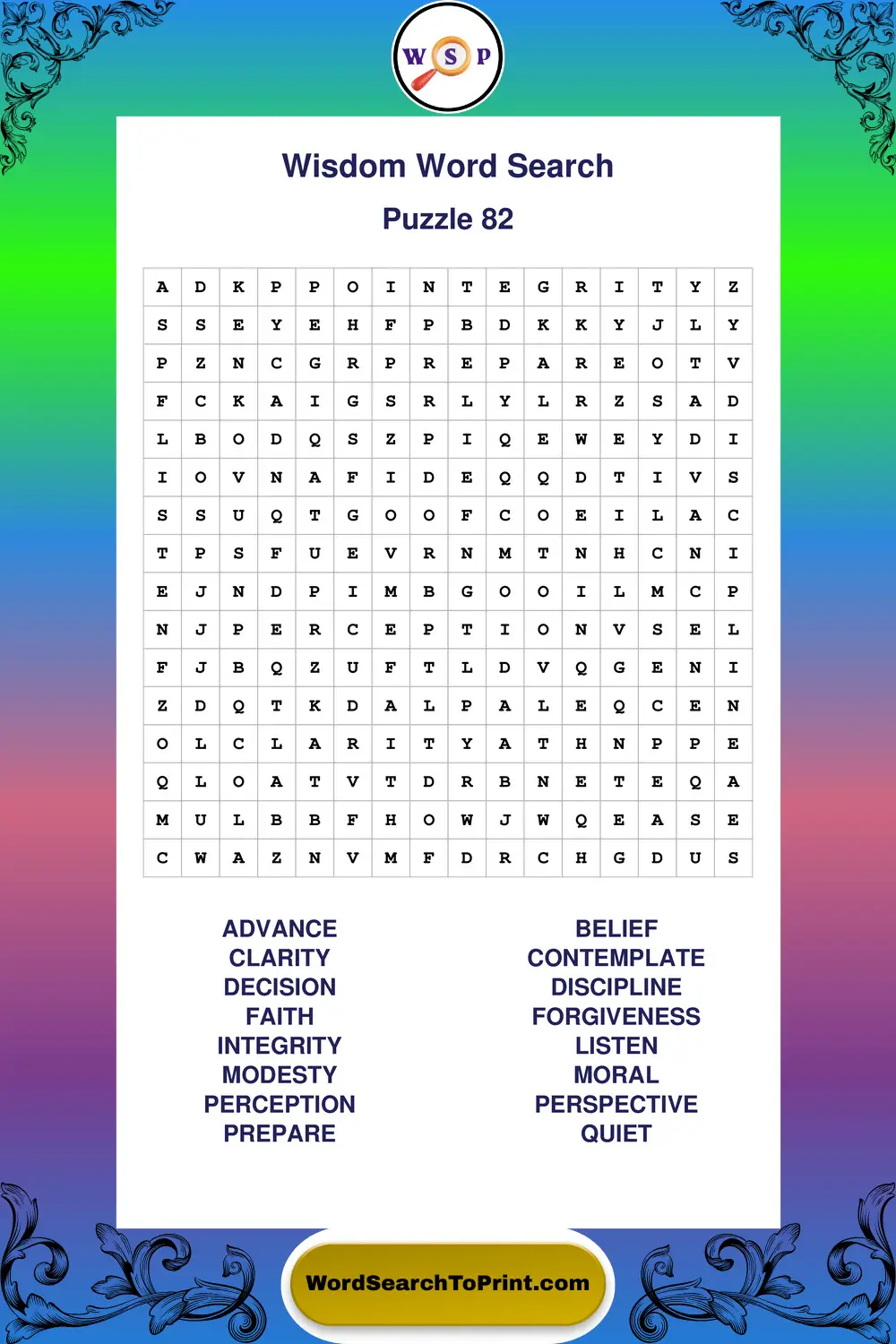 Wisdom Word Search Puzzle 82