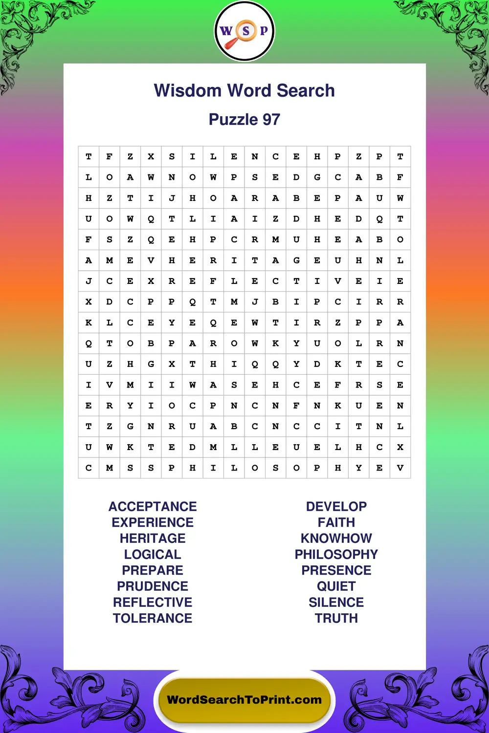 Wisdom Word Search Puzzle 97