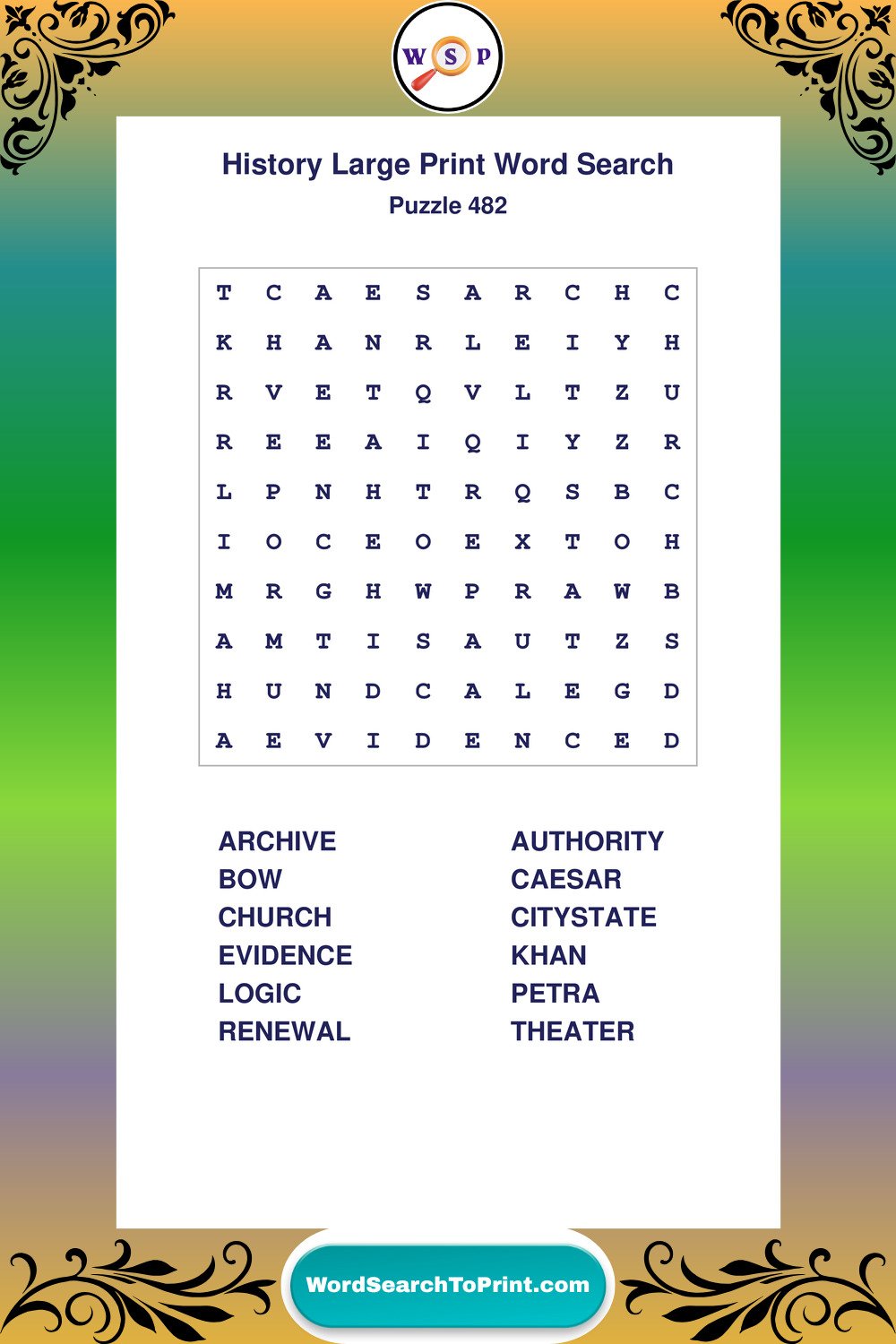 History Word Search Puzzle 482