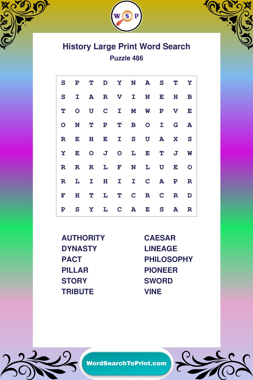 History Word Search Puzzle 486