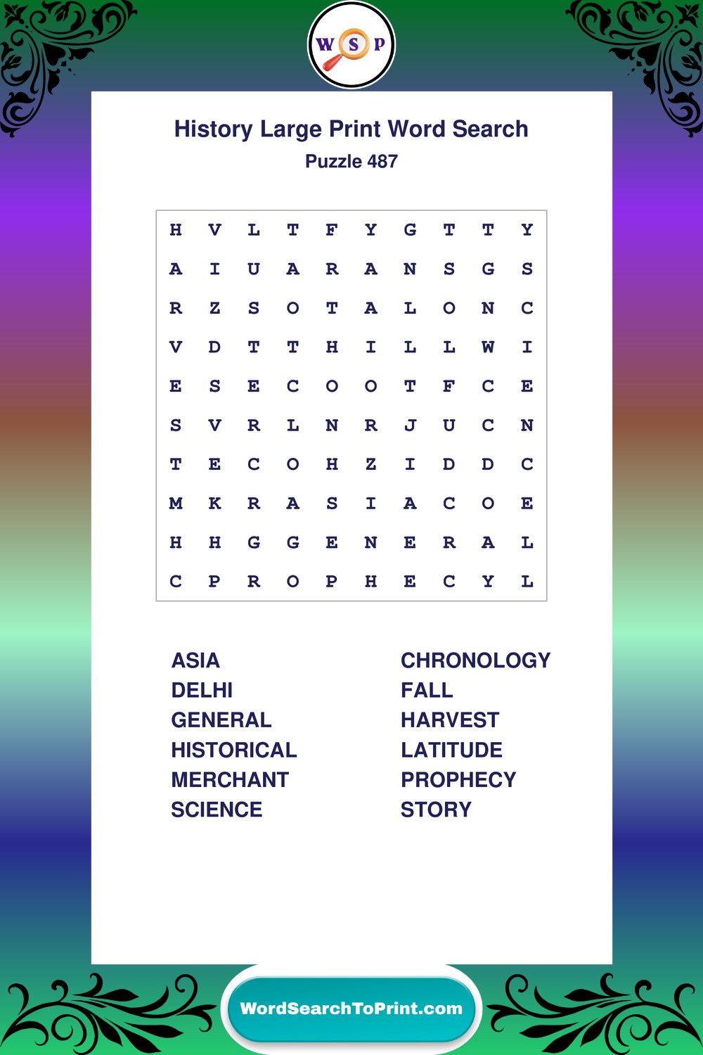 History Word Search Puzzle 487