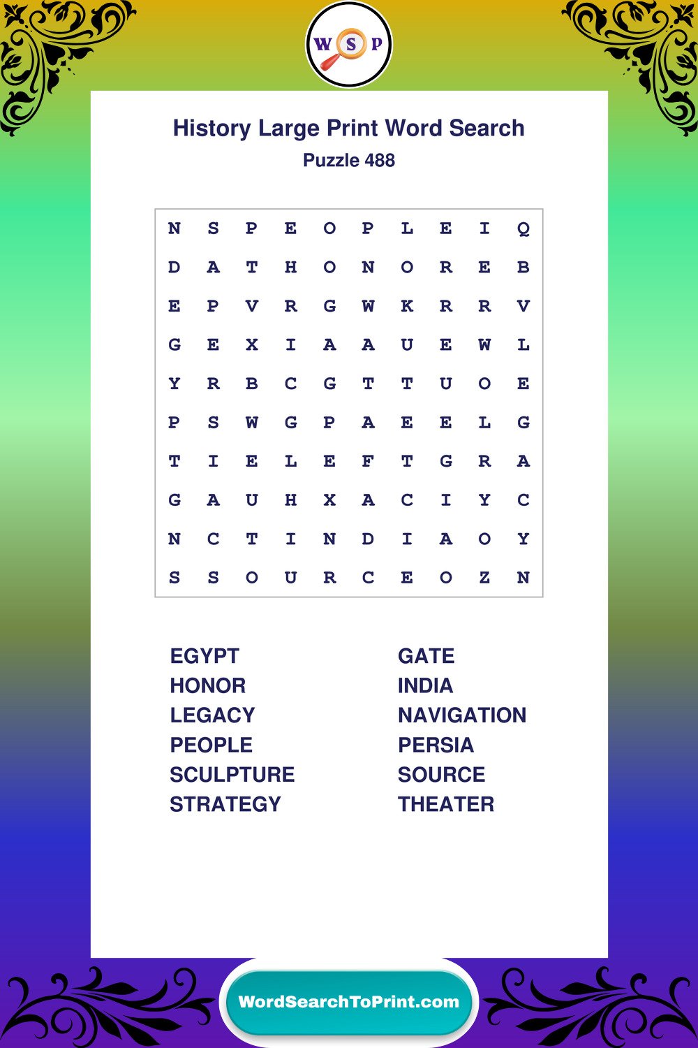 History Word Search Puzzle 488