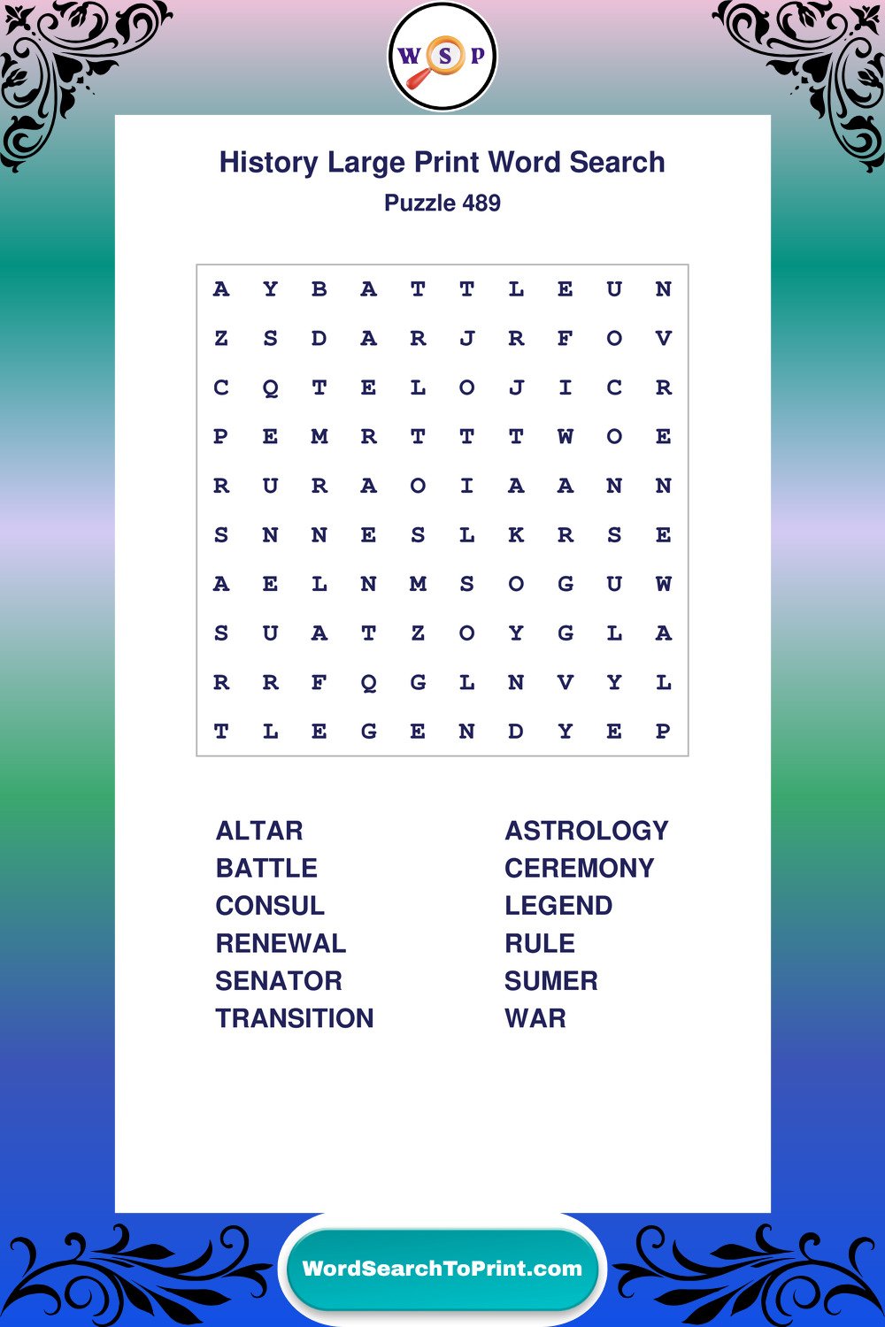 History Word Search Puzzle 489