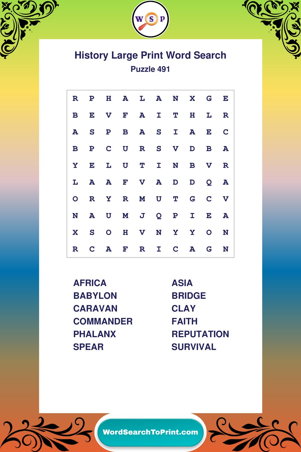History Word Search Puzzle 491