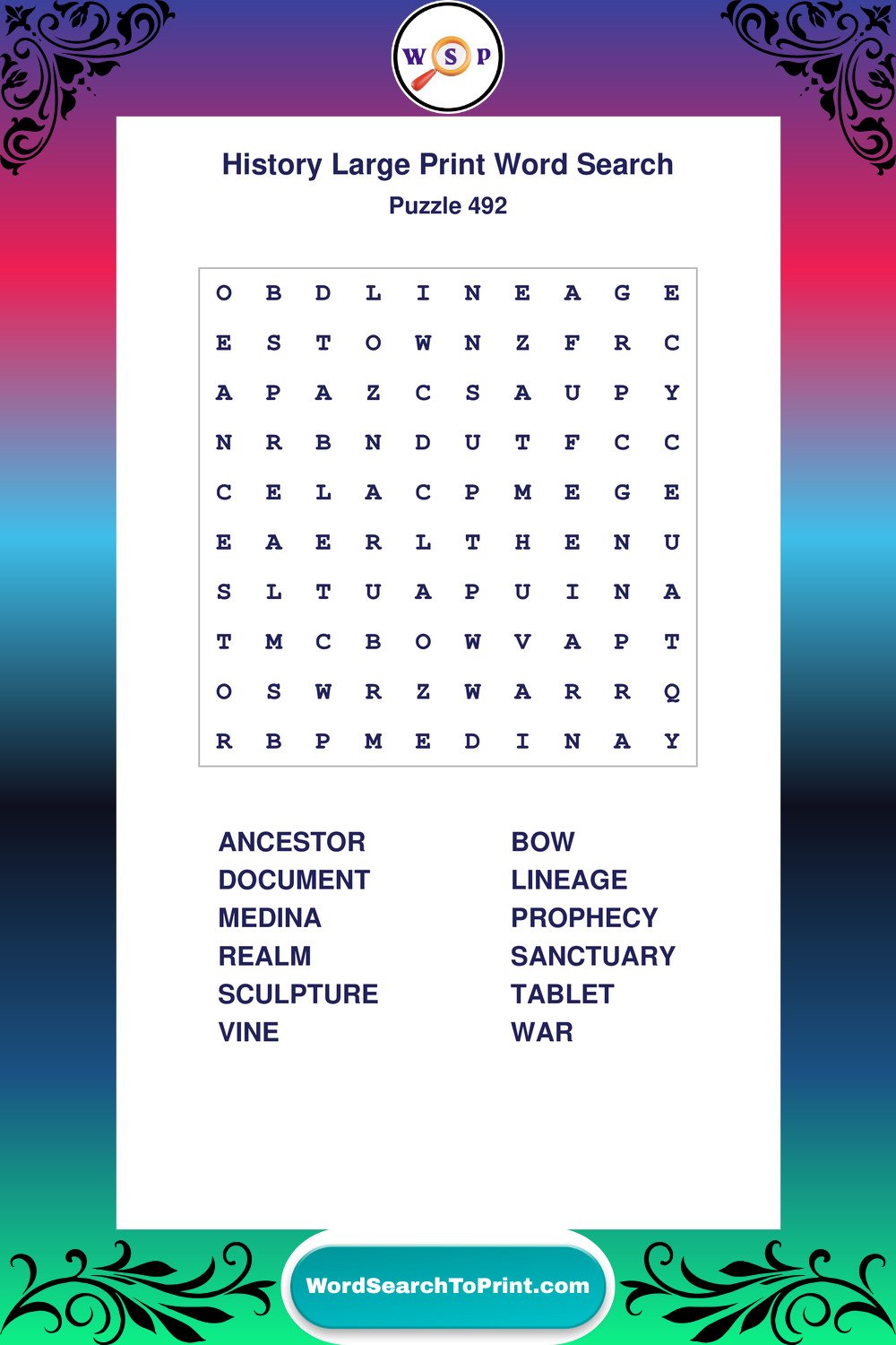 History Word Search Puzzle 492