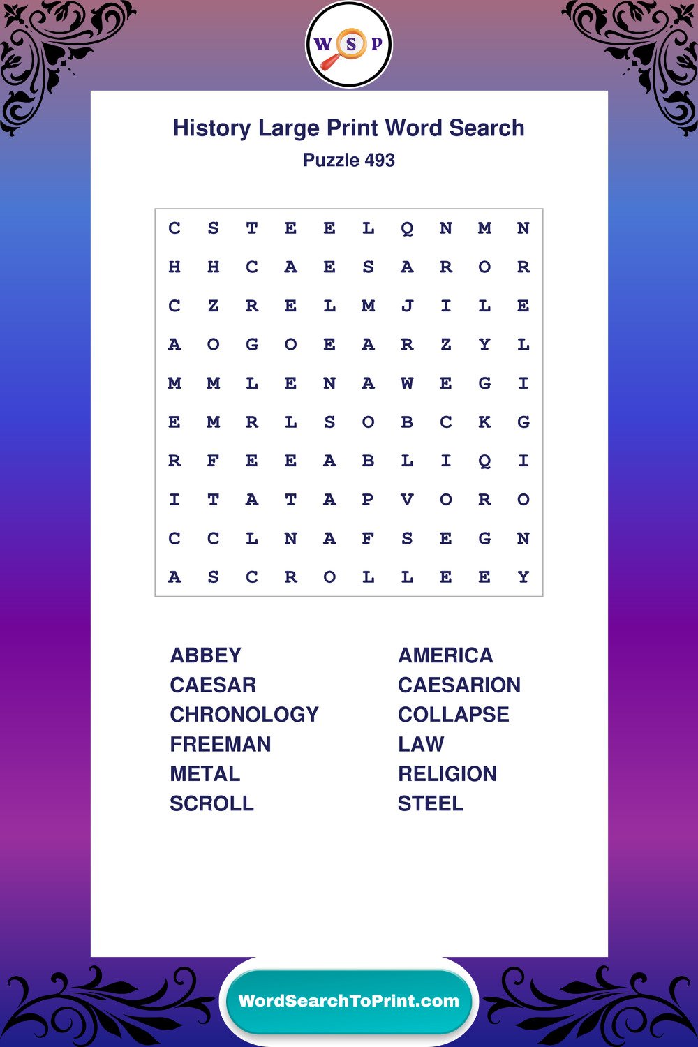 History Word Search Puzzle 493