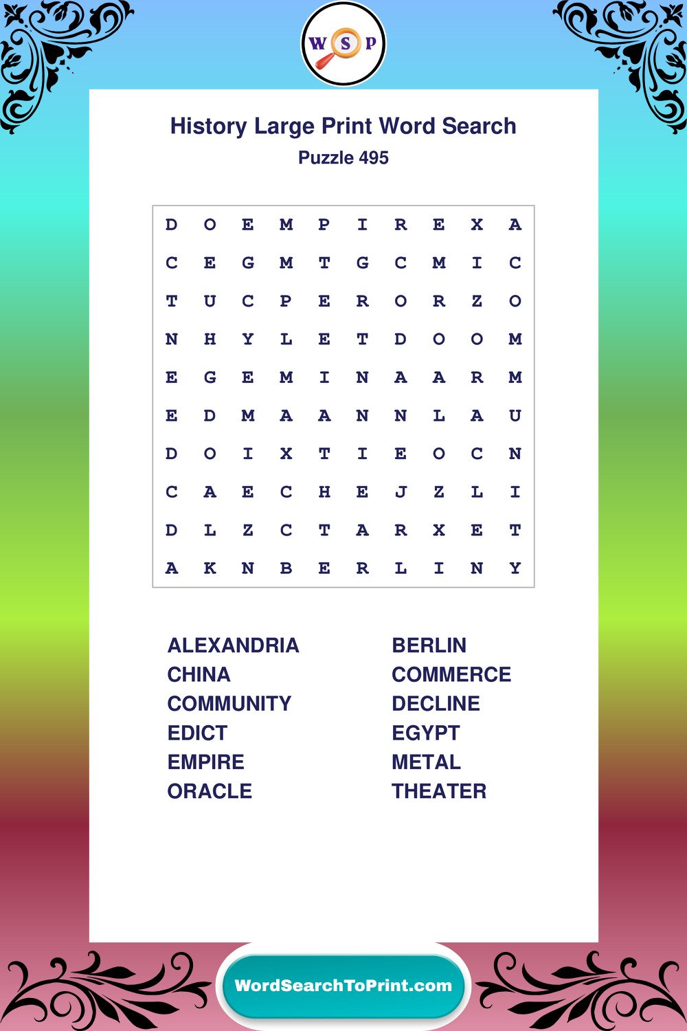 History Word Search Puzzle 495