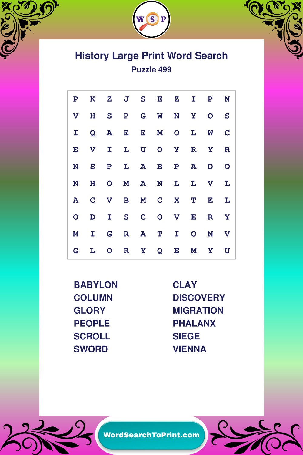 History Word Search Puzzle 499