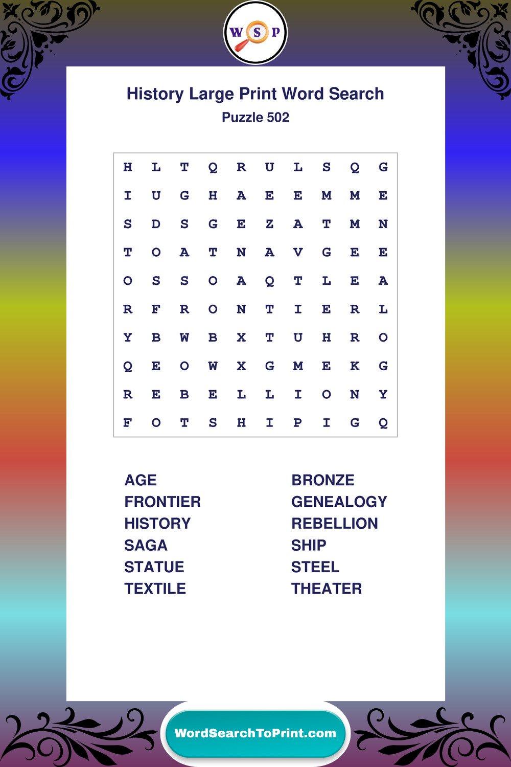 History Word Search Puzzle 502