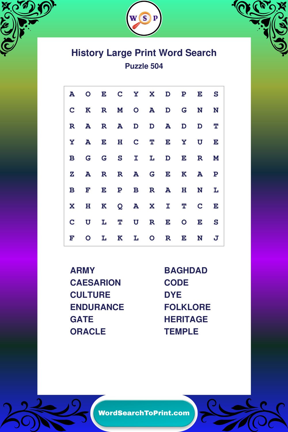 History Word Search Puzzle 504