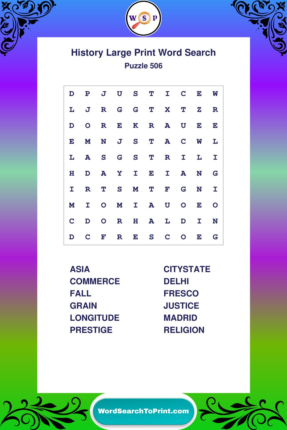History Word Search Puzzle 506