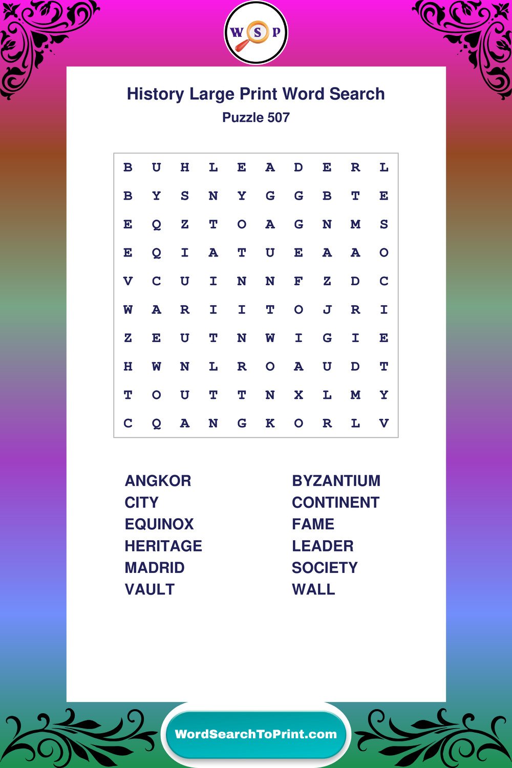 History Word Search Puzzle 507