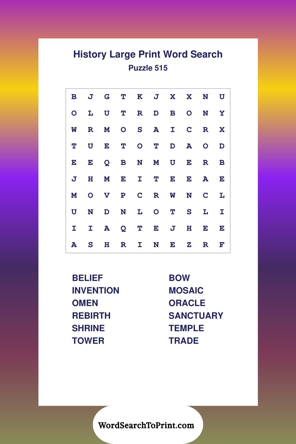 History Word Search Puzzle 515