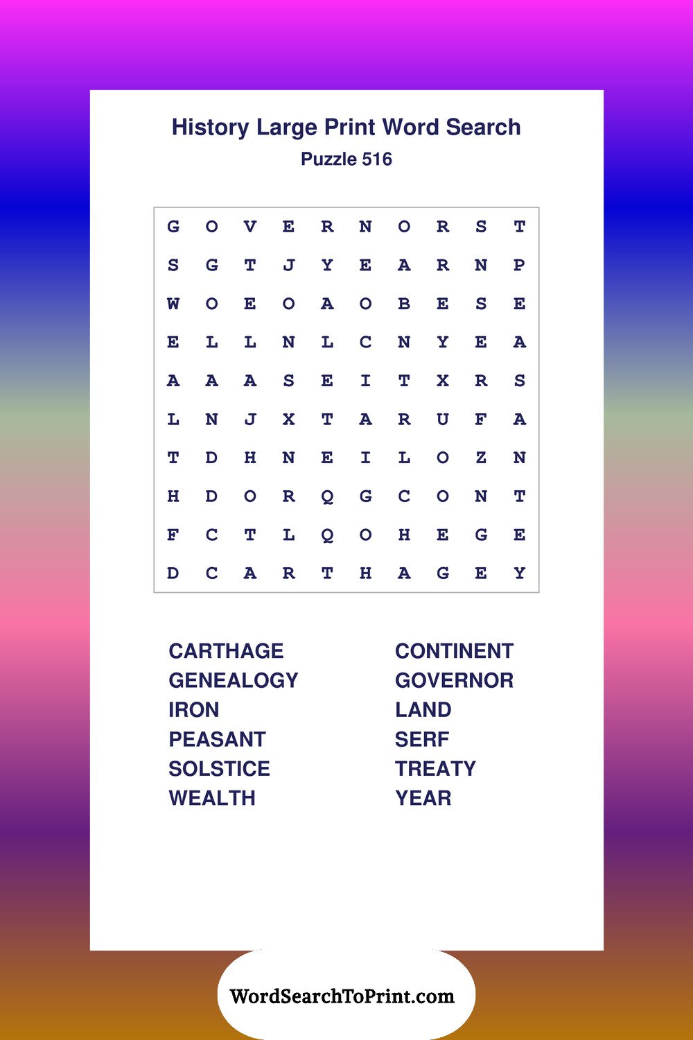 History Word Search Puzzle 516