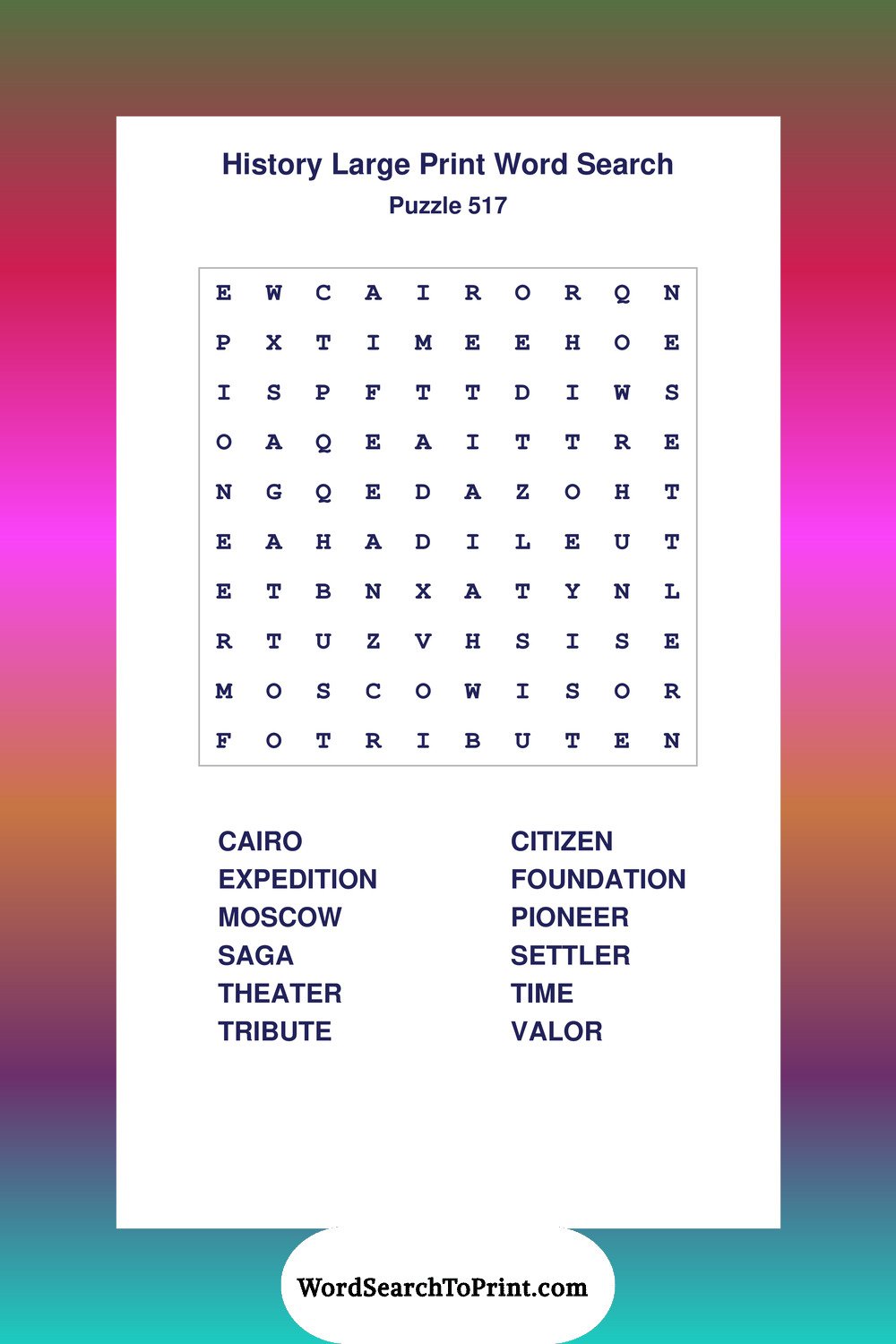 History Word Search Puzzle 517