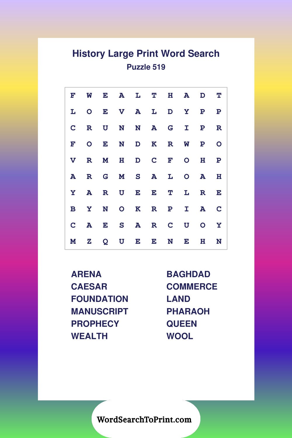 History Word Search Puzzle 519
