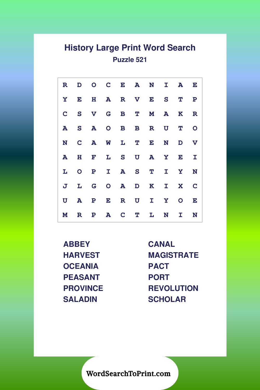 History Word Search Puzzle 521