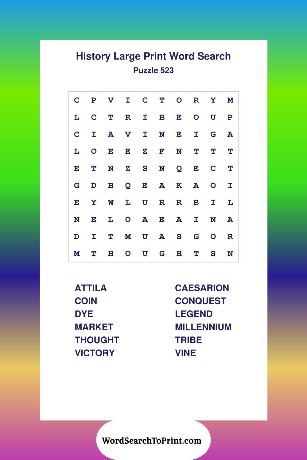 History Word Search Puzzle 523
