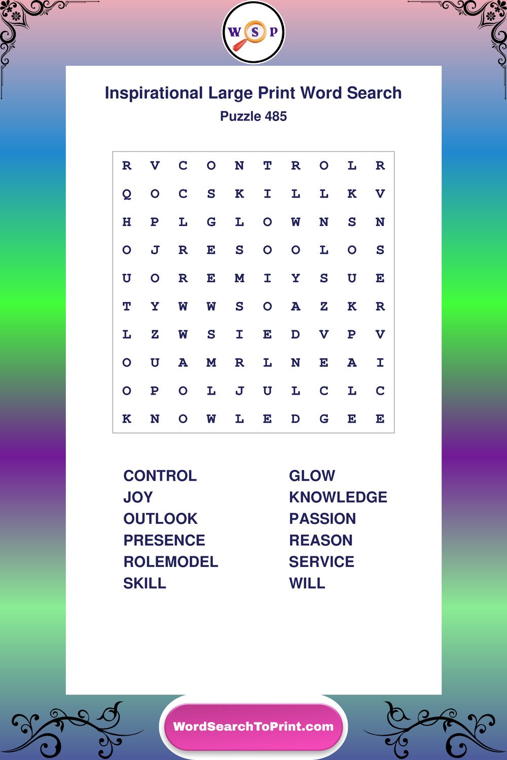 Inspirational Word Search Puzzle 485