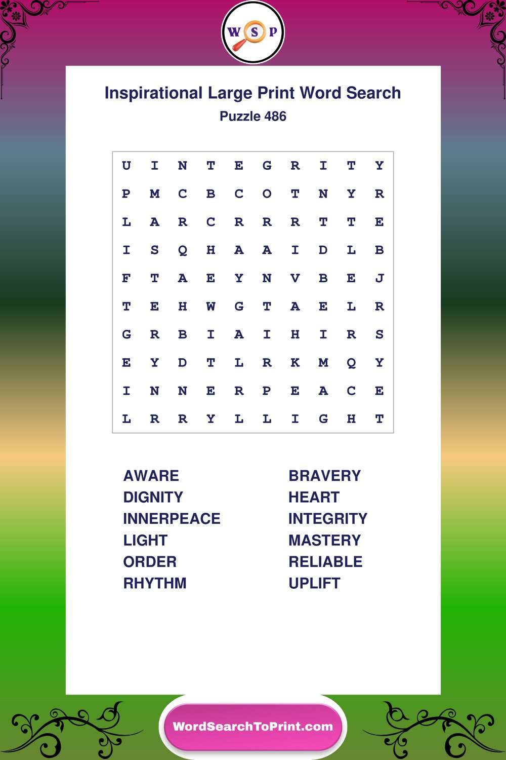 Inspirational Word Search Puzzle 486