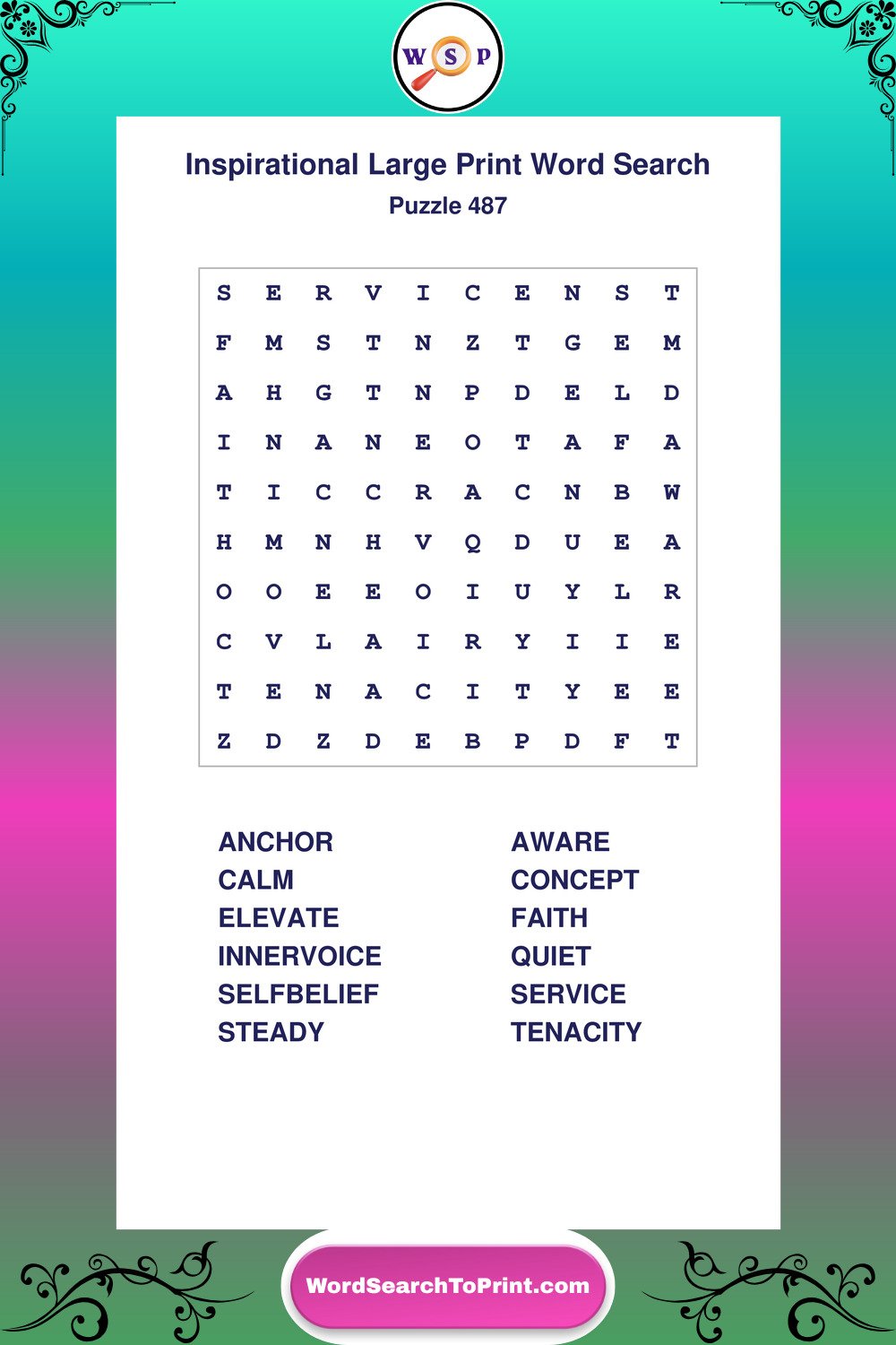 Inspirational Word Search Puzzle 487