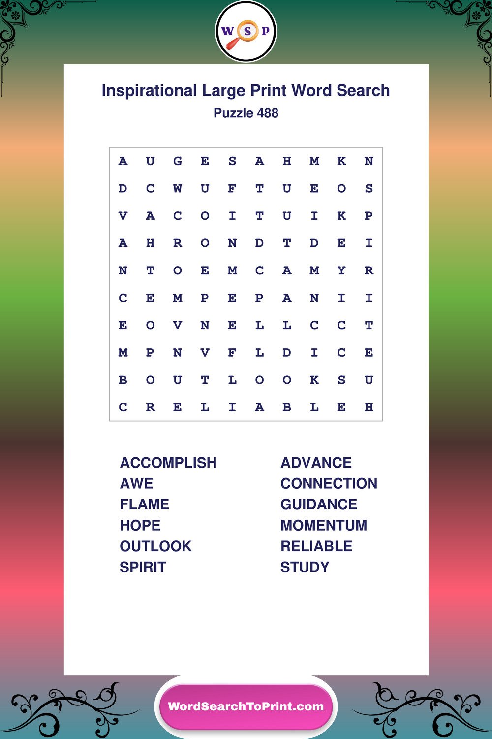 Inspirational Word Search Puzzle 488