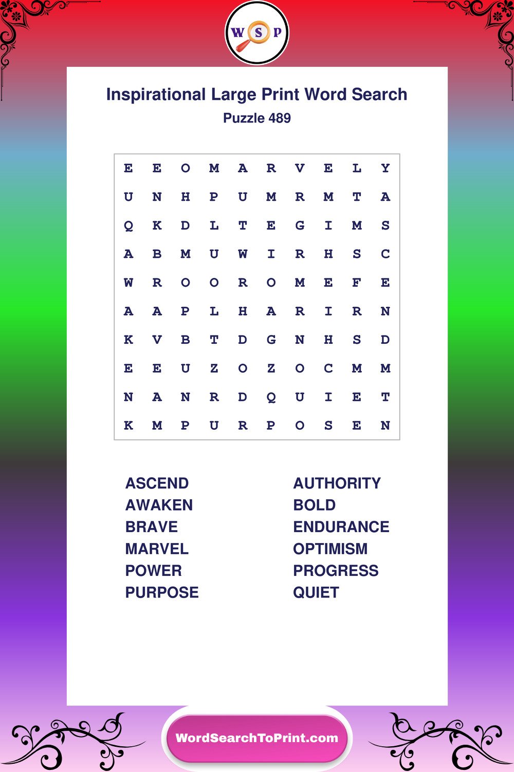 Inspirational Word Search Puzzle 489