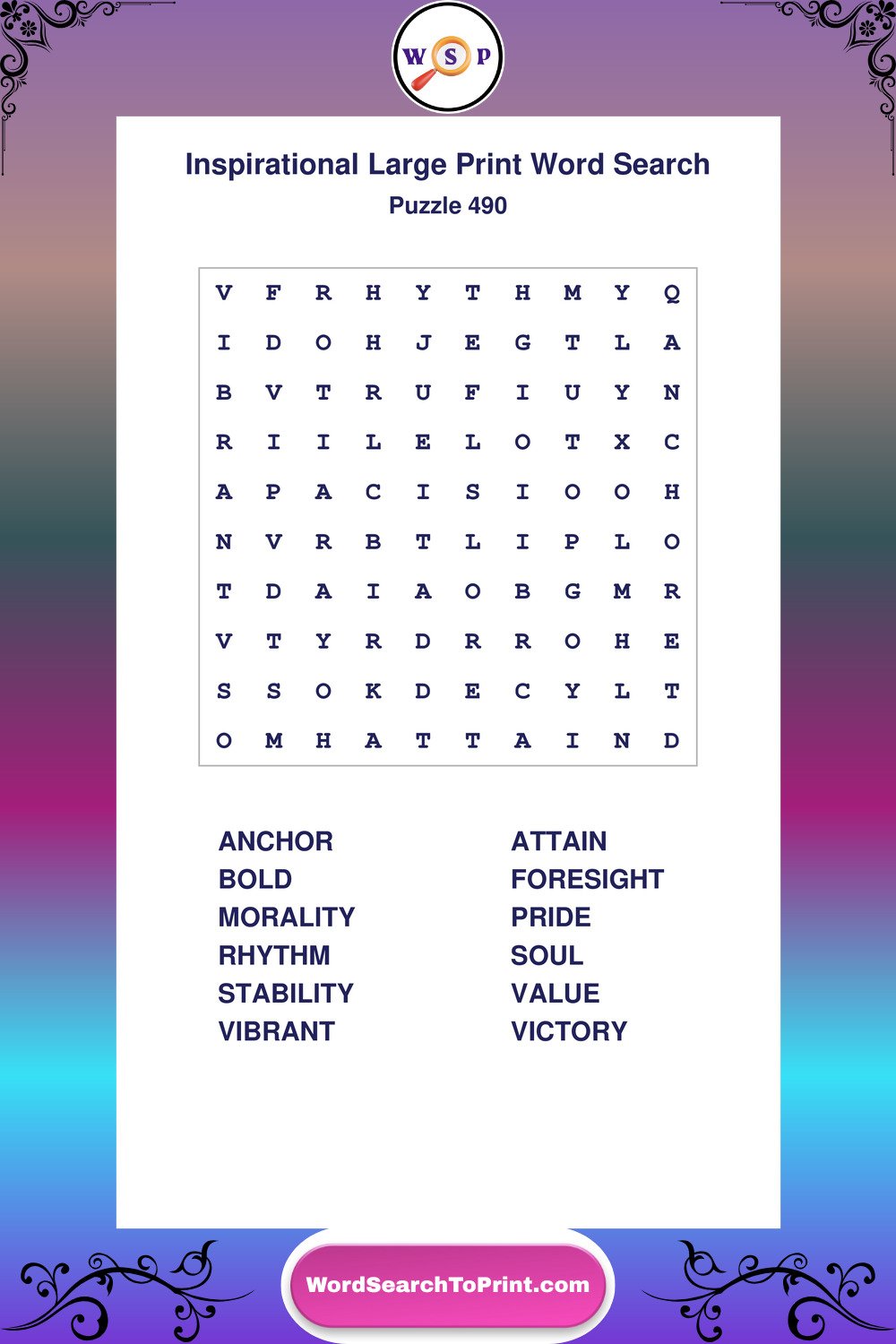 Inspirational Word Search Puzzle 490