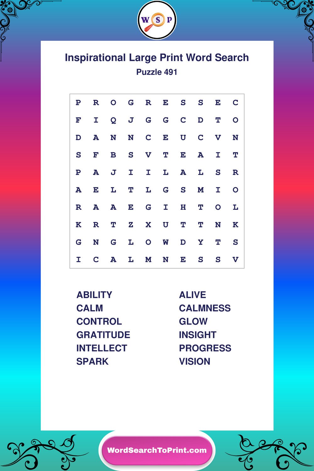 Inspirational Word Search Puzzle 491