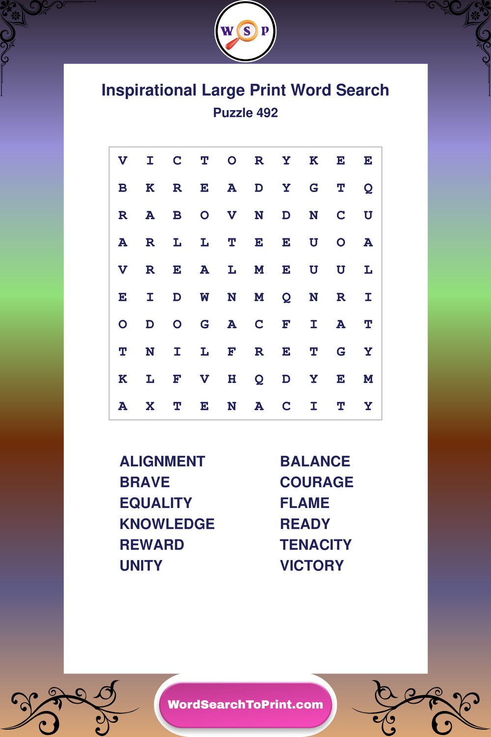 Inspirational Word Search Puzzle 492