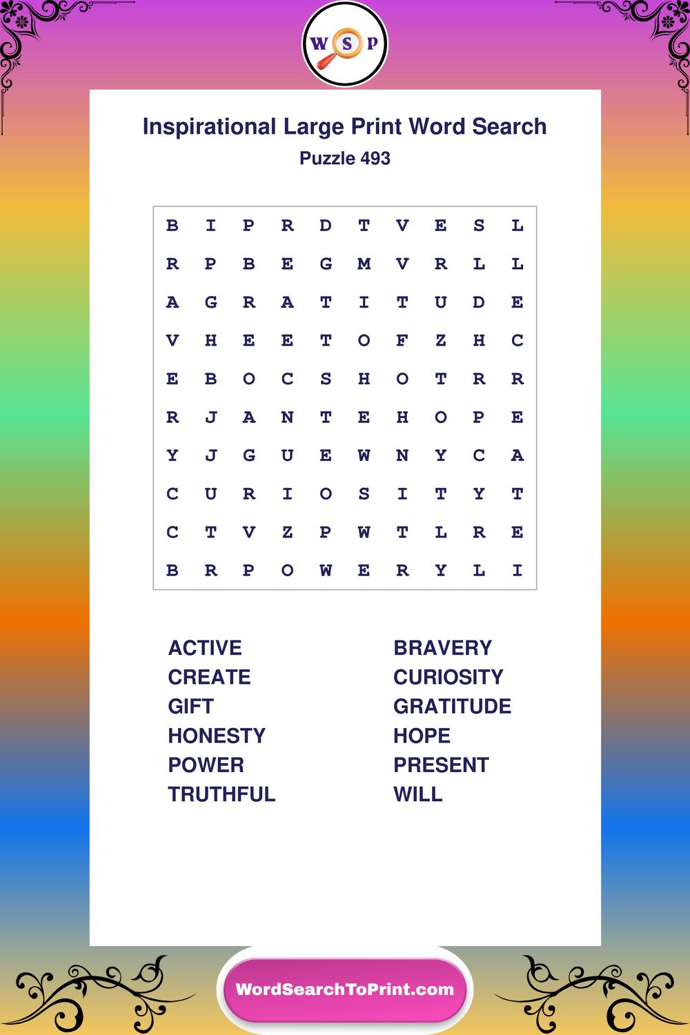 Inspirational Word Search Puzzle 493