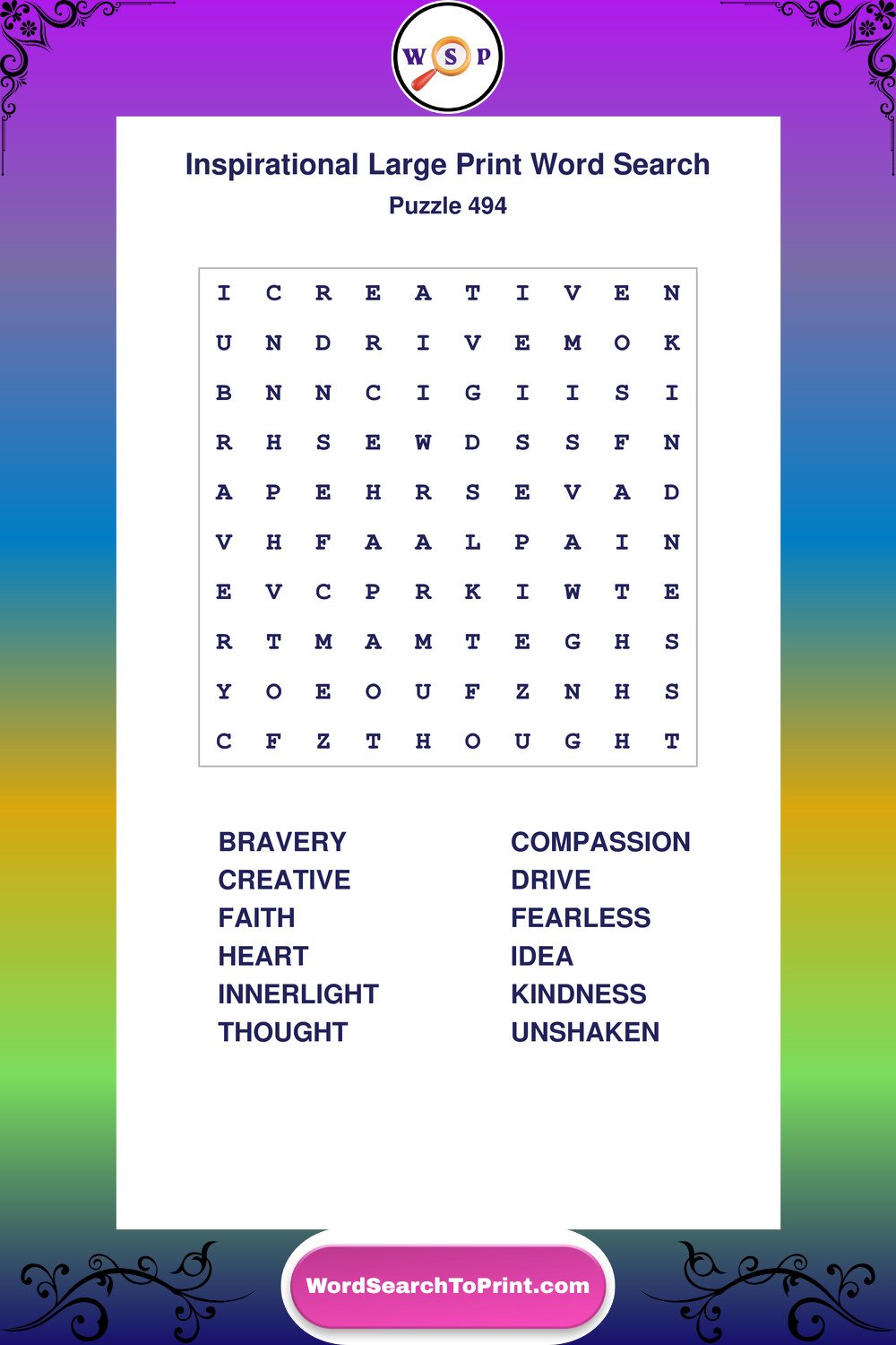 Inspirational Word Search Puzzle 494