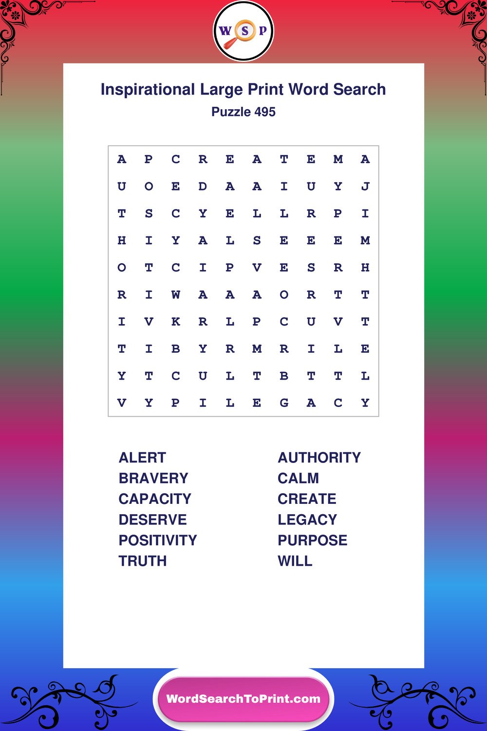 Inspirational Word Search Puzzle 495