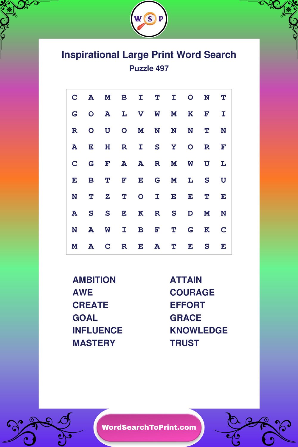 Inspirational Word Search Puzzle 497