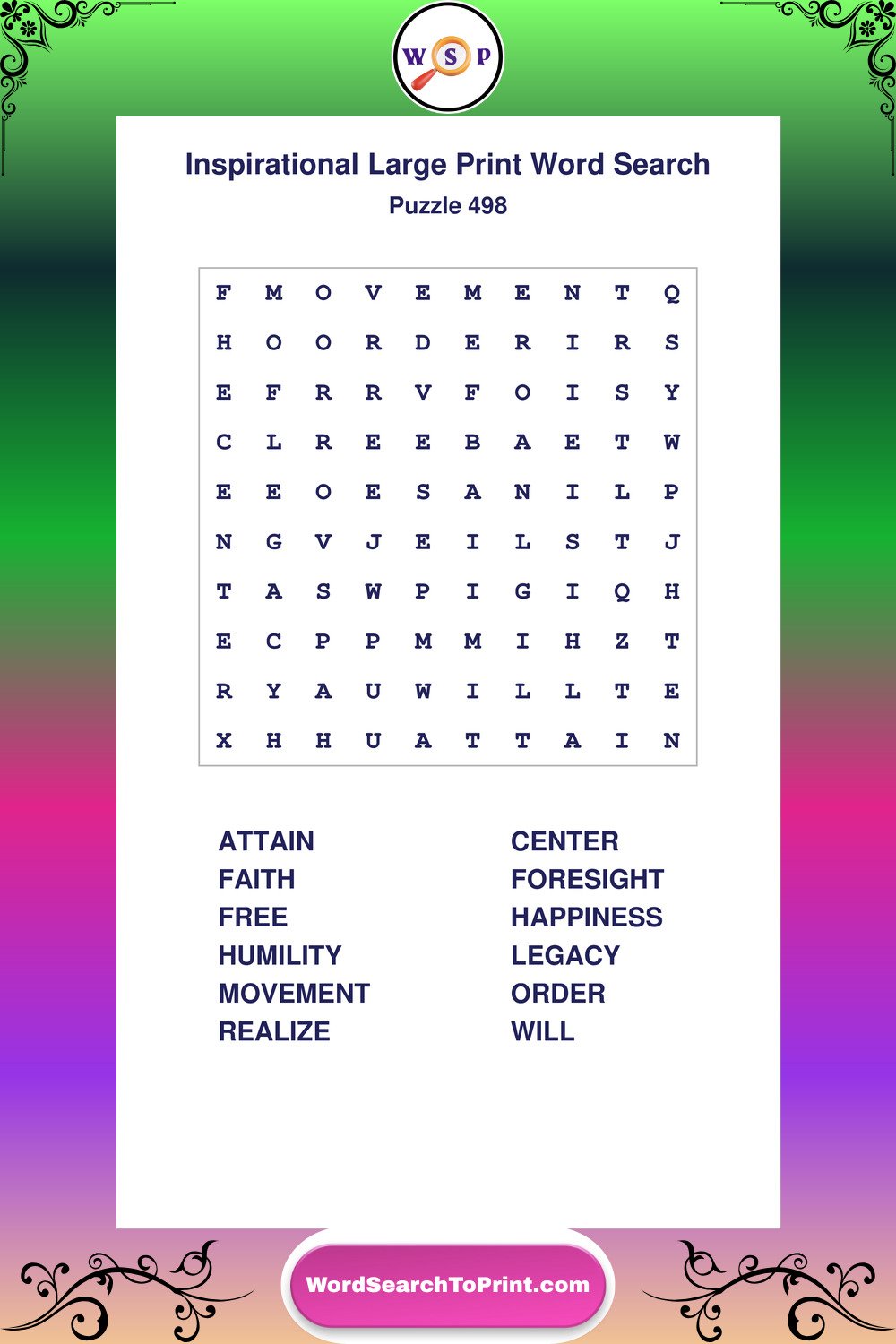 Inspirational Word Search Puzzle 498