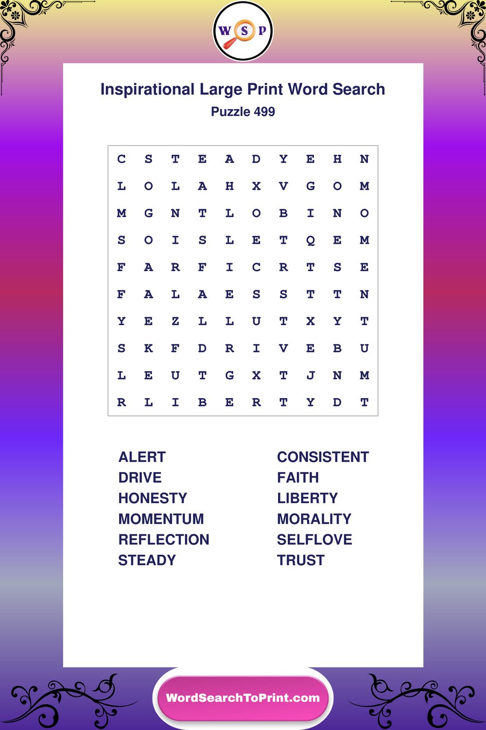 Inspirational Word Search Puzzle 499